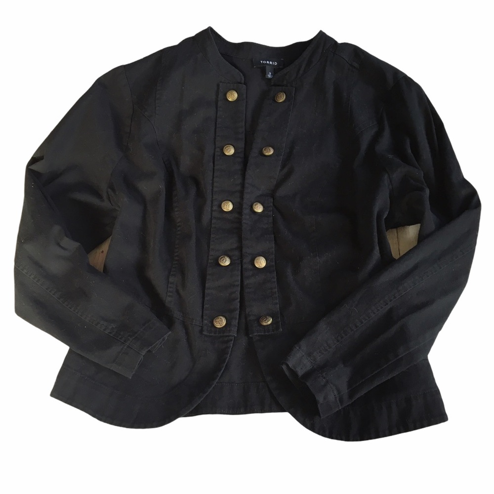 2X Torrid Black Open Front Twill Military Jacket - Picture 3 of 10